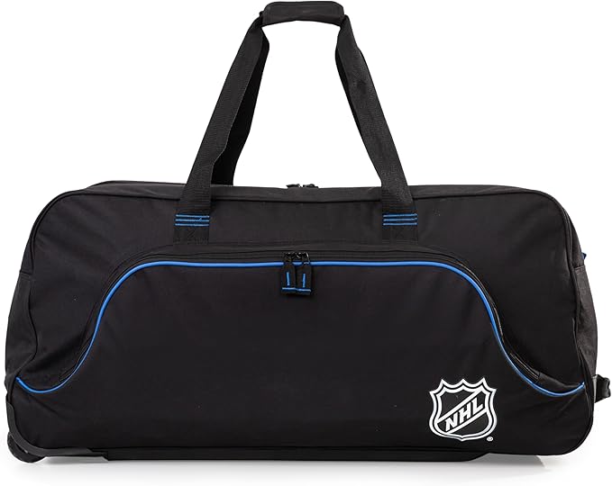 NHL National Hockey League 34-Inch Black Rolling Duffel Bag – Hockey Gear Bag with Wheels, Large Capacity Duffel Bag for Travel, Multi-Pocket Large Sports & Gym Equipment Bag