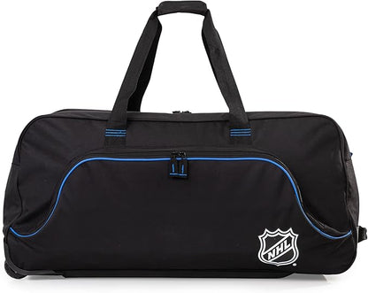 NHL National Hockey League 34-Inch Black Rolling Duffel Bag – Hockey Gear Bag with Wheels, Large Capacity Duffel Bag for Travel, Multi-Pocket Large Sports & Gym Equipment Bag