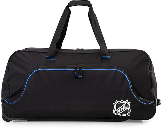 NHL National Hockey League 34-Inch Black Rolling Duffel Bag – Hockey Gear Bag with Wheels, Large Capacity Duffel Bag for Travel, Multi-Pocket Large Sports & Gym Equipment Bag
