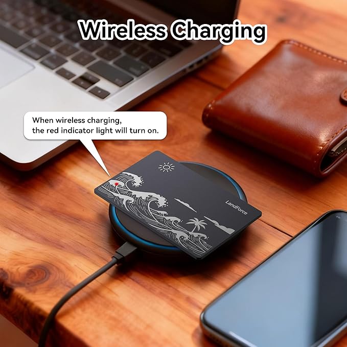 Air Tag Wallet Tracker Card 0.07in IP68 Waterproof Bluetooth Tracker Smart Wallets Finder, Passport, Work with Apple Find My, Wireless Charging, Card Locator[Apple MFi Certified] iOS Only