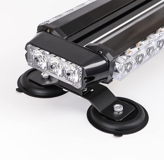 26.5" 54 LED Automotive Rooftop Beacon Light Bar Double Side Emergency Warning Flash Strobe Snow Plow Light Traffic Advisor with Magnetic Base For Tow Work Truck Pickup Amber White