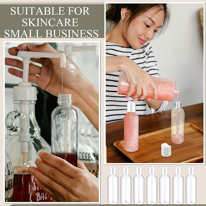 Roshtia 100 Pcs 3.4 oz Travel Bottles for Toiletries Clear Plastic Travel Size Containers Leak Proof Empty Refillable Liquid Containers Squeezable for Lotion Face Cream Shampoo Essential Oil (White)