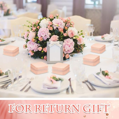 Taiyin 50 Pcs Travel Jewelry Case Box Bridesmaid Gifts Bulk Travel Jewelry Cases Boxes Small Jewels Organizers Mini Accessories Ornaments Storage for Women Girls Wedding Gifts (Pink)