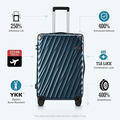 Luggage sets 3 piece with Spinner Wheels, PC Hard Shell Travel Luggage, Carry On suitcase with TSA Lock,YKK Zippers,Charcoal Metallic (Gold, 3 Piece Sets(20/24/28))