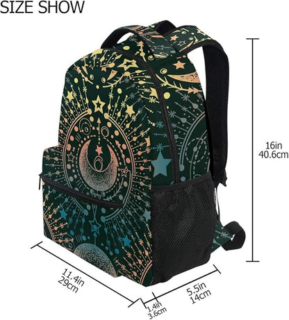 ALAZA Moon & Star Alchemy Magical Large Backpack Personalized Laptop iPad Tablet Travel School Bag with Multiple Pockets