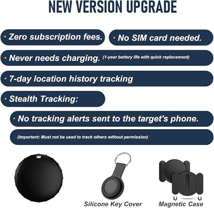 Car GPS Tracker for Vehicles - Hidden Tracking Devices for Cars, No SIM Card Required, Available for Android and iOS, Car Vehicle Tracking Device for Car, Wallet, Pet (Black)