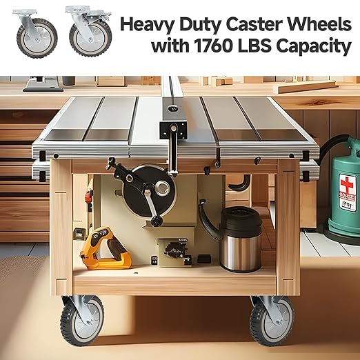 uyoyous 4Pcs 8 Inch Caster Wheels, Industrial Heavy Duty Polyurethane Swivel Casters with 2Pcs Brake 1760 LBS, All Terrain Castors for Workshop Carts, Garage Machinery & Jobsite Equipment