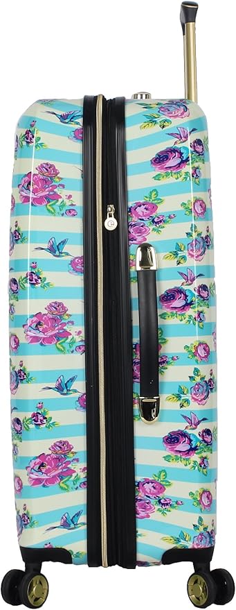 Betsey Johnson Luggage Hardside 3 Piece Set Suitcase With Spinner Wheels (20" 26" 30") (One Size, Flamingo Strut)… (Stripe Floral Hummingbird)