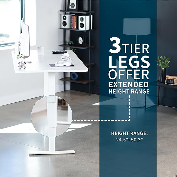 VIVO Electric 71 x 36 in Dual Motor Sit Stand Desk, Memory Height Adjustment, 2B Series, White Top White Frame, DESK-KIT-2W7W-36