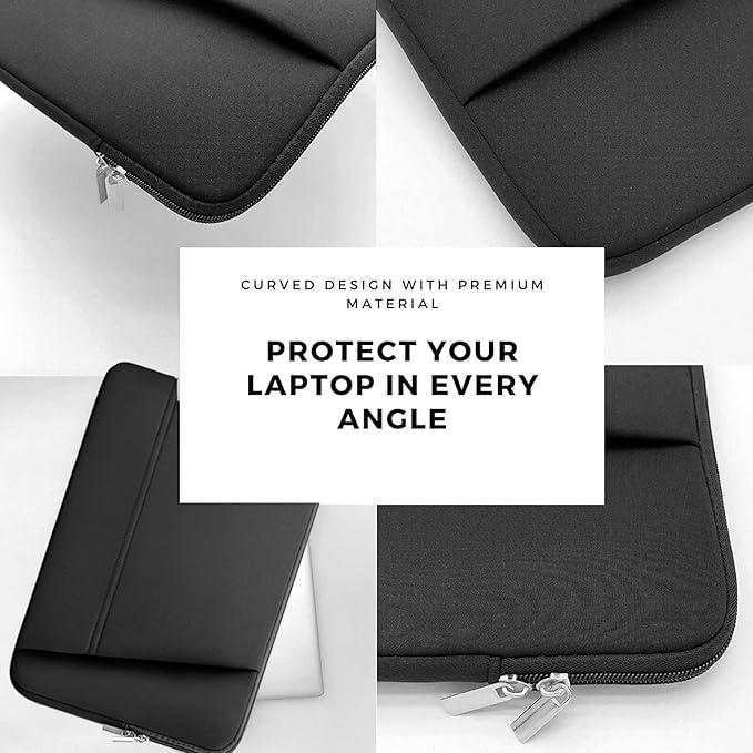 Laptop Sleeve Case 15 inch, Sturdy Portable Monitor Computer Laptop Case, Carrying Sleeve Bag 15.4'' with Pockets for MacBook PC Mac HP Lenovo Dell Asus Xbox Switch, Black