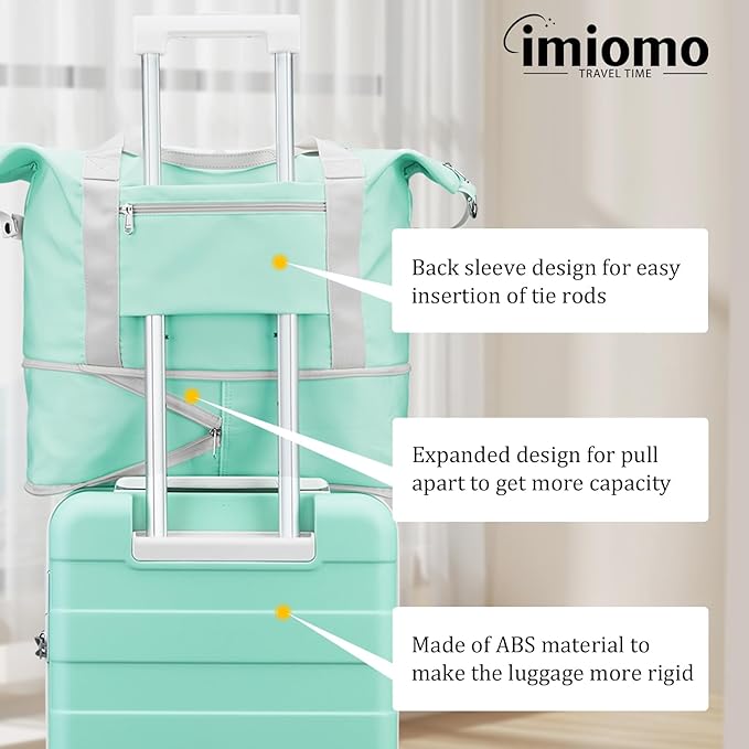 imiomo Hard Shell Luggage Sets 5 Piece for Women, Lightweight Hardside Rolling Suitcase Set with Spinner Wheels and TSA Lock, Green