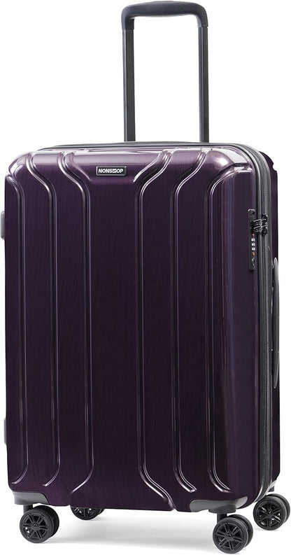 NONSTOP New York Elite Luggage Expandable Lightweight Spinner Wheels hard side shell Travel Suitcase Set, TSA Lock, Double USB Port, 3 packing cubes, Plum, 3-piece Set (20/24/28)
