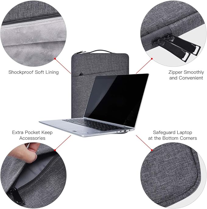 14 Inch Laptop Sleeve Case for Acer Chromebook 314/ Plus/Aspire Go, HP Chromebook 14, ASUS Lenovo Dell Carrying Bag, Space Grey