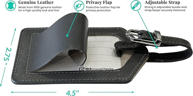 Personalized Monogrammed Leather Luggage Tags - 3 Pack