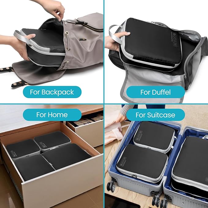 Cambond Compression Packing Cubes for Travel Women - Expandable Travel Bags Luggage Organizers Travel Essentials Compression Cubes for Travel Carry on Suitcases Organizer