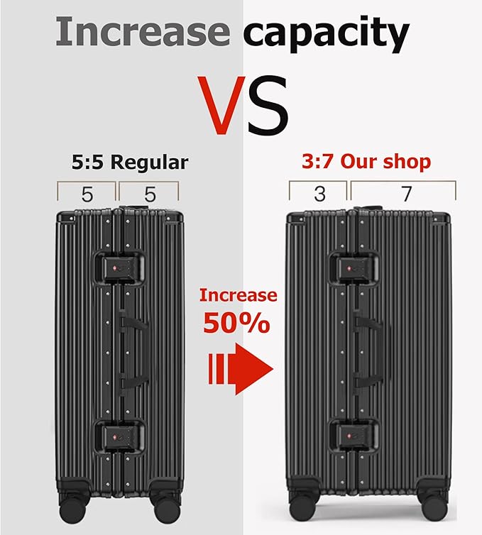 feilario 26in Aluminum Frame Hardside Spinner Wheels Luggage, Zipperless Checked Super Large Captain Suitcase with Cup Holder/Phone Holder