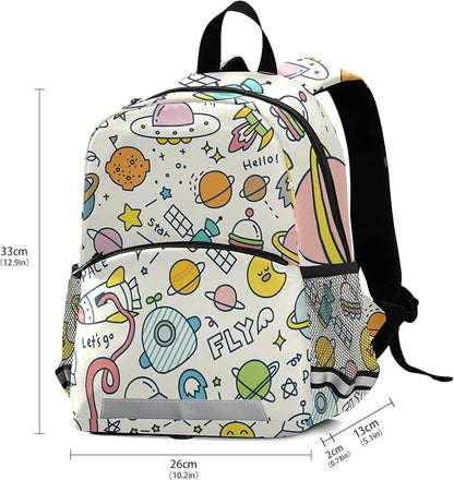 Cute Space Universe Kid's Toddler Backpack for Boys Girls Preschool Nursery with Safety Leash (01147)