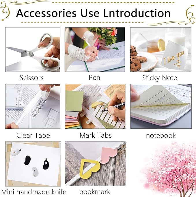 Office Supplies,Desk Accessories,Stapler and Tape Dispenser Set,1000 Staples,Staple Remover,Pen Holder,Folding Phone Holder,Journal Notebook,Ballpoint Pen,Scissor,Ruler,Clear Tape,Sticky Notes,Ect
