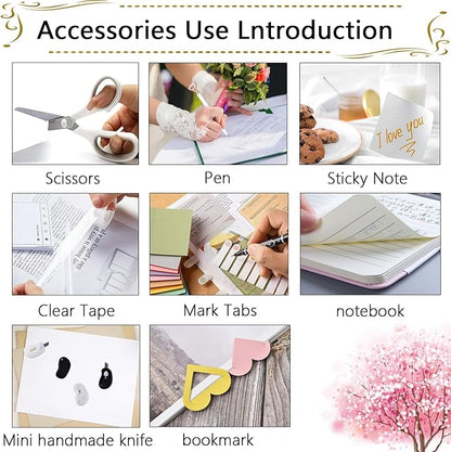 Office Supplies,Desk Accessories,Stapler and Tape Dispenser Set,1000 Staples,Staple Remover,Pen Holder,Folding Phone Holder,Journal Notebook,Ballpoint Pen,Scissor,Ruler,Clear Tape,Sticky Notes,Ect