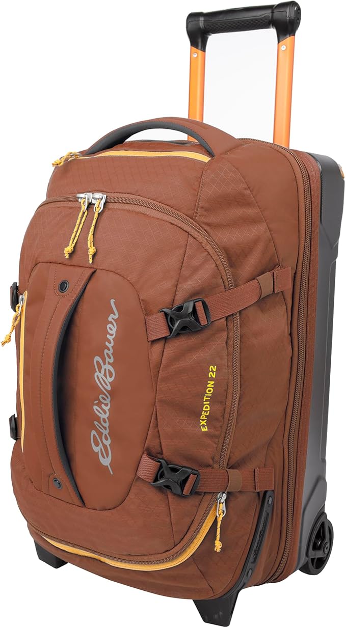 Eddie Bauer Expedition Rolling Duffel Bag with Wheels | Travel | Carry-On | Luggage | Rugged | Durable - Rust, 22"