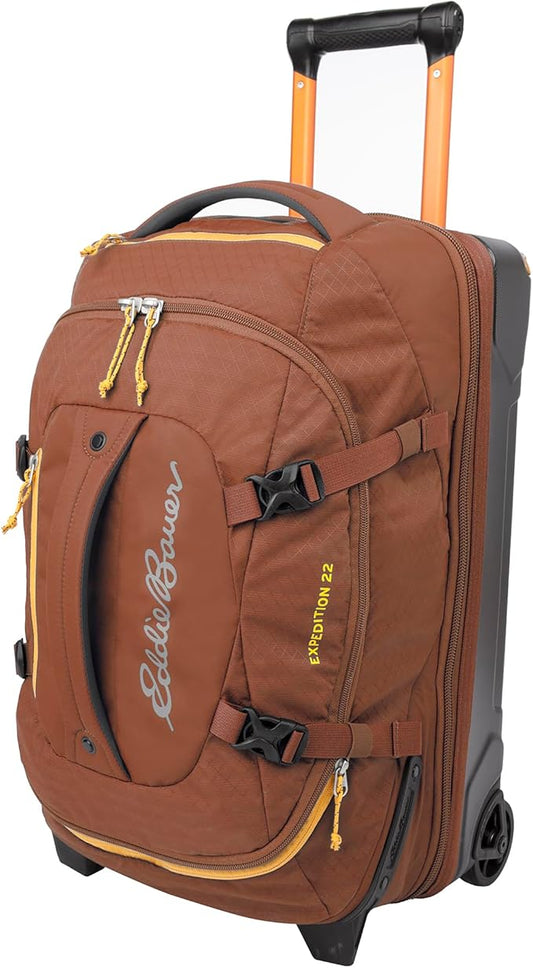 Eddie Bauer Expedition Rolling Duffel Bag with Wheels | Travel | Carry-On | Luggage | Rugged | Durable - Rust, 22"