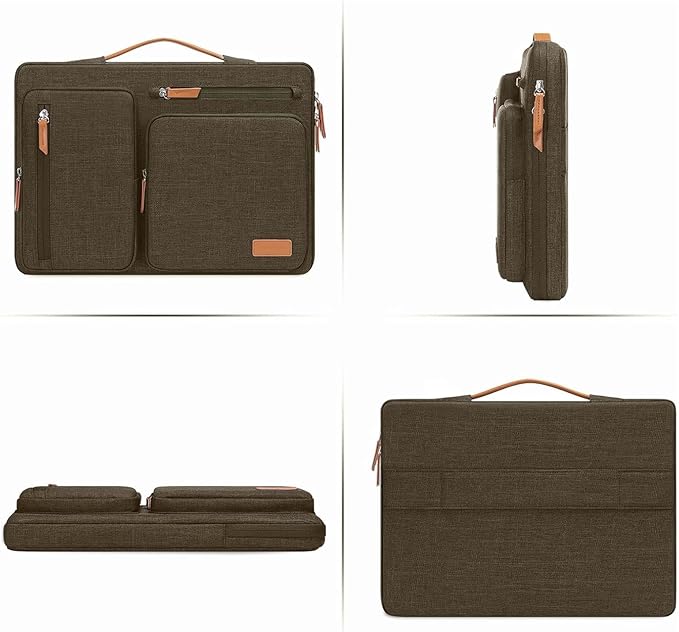 MOSISO 360 Protective Laptop Case 16 inch, 15-15.6 inch Laptop Sleeve Compatible with MacBook Pro 16, HP, Acer, Dell, Lenovo, ASUS, Side Open Carrying Case with 4 Zipper Pockets&Handle,Carob Brown