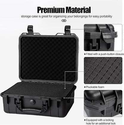Hard case Waterproof Hard Case with DIY Customizable Foam Insert Portable Protective Case for Camera Drones Equipments Tools Test Instruments 16.9''x13.7''x5.9''