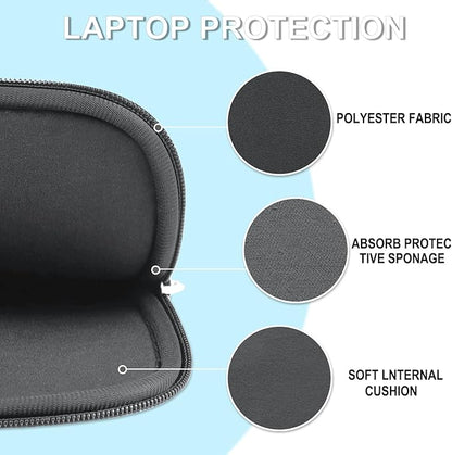 Laptop Sleeve Case 14 inch, Shockproof Protective Laptop Cover Carrying Computer Bag with Accessory Pocket Portable Computer Case for 14" MacBook, HP, Dell, Lenovo, Acer, Grey