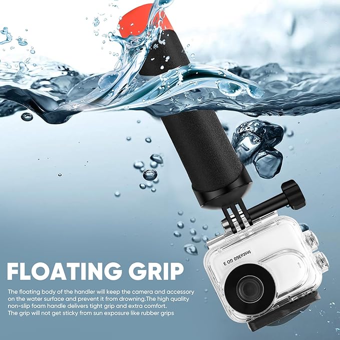 Waterproof Case&Floating Hand Grip Compatible with Insta360 GO 3, Protective Underwater Dive Housing Shell with Bracket Accessories