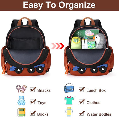 Accmor Toddler Leash Backpack, Child Safety Backpack with Anti Lost Wrist Link, Mini Kids Travel Essential Mini Rucksack Walking Harness, Cute Concrete Truck Bag Children's Leash Strap for Baby Boys