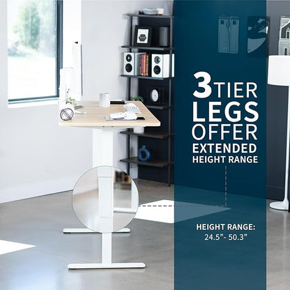 VIVO Electric 71 x 30 in Dual Motor Sit Stand Desk, Memory Height Adjustment, 2B Series, Light Wood Top White Frame, DESK-KIT-2W7C