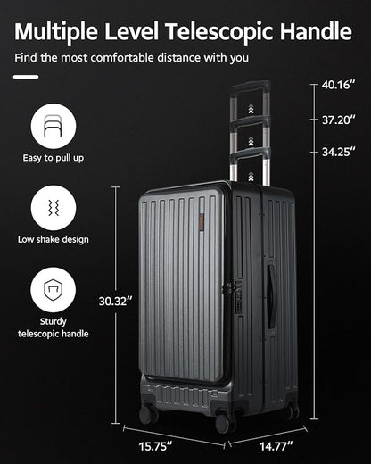 Checked Luggage, Large Suitcase 29 Inch Trunk Luggage with Spinner Wheels, Lightweight ABS+PC Hard Shell with Aluminum Frame, Top Opening, TSA Lock (Grey, 1PC)