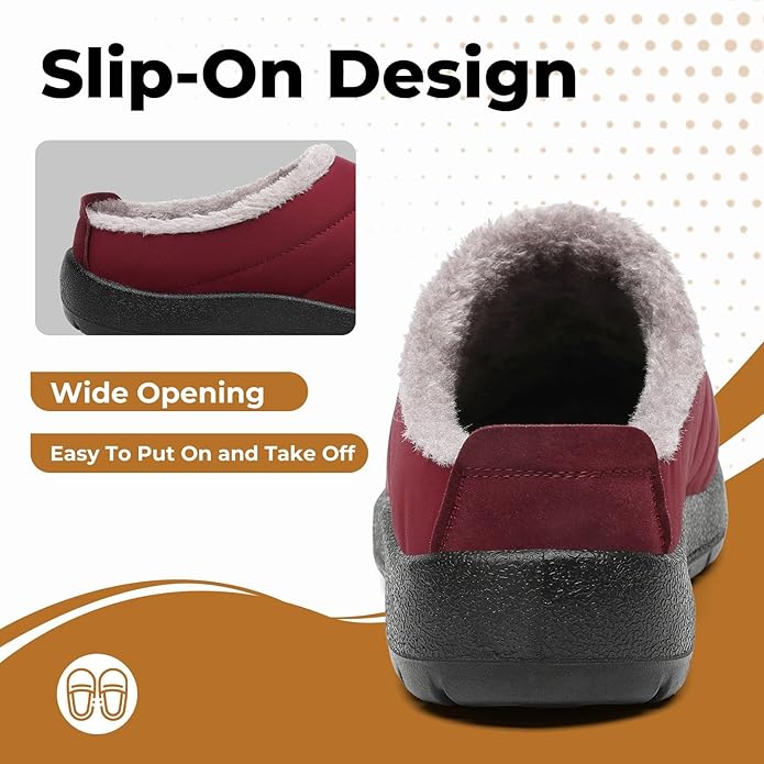 Mishansha Mens Womens House Slippers Warm Fur Lined Winter House Shoes Slip on Cozy Indoor Outdoor Slipper