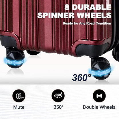 OUZZO Luggage Sets 2 Piece Expandable 20/24 Inch Suitcase with Double Spinner Wheels Lightweight ABS+PC Hardshell Travel Suitcase Sets with TSA Lock USB Port Business & Family Trips