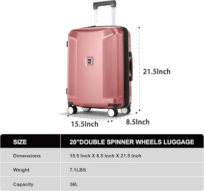 Luggage Sets 2 Piece, 20/28 Inch Lightweight Expandable PC Hardside Durable Suitcases with Spinner Wheels & TSA Lock, Pink