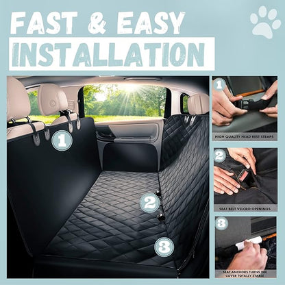 Doggie World Dog Car Seat Cover for Back Seat for Cars & SUVs - Durable Pet Car Seat Cover Backseat Protector, Nonslip Dog Hammock for Car, Waterproof Scratchproof Rear Seat Cover Against Dirt, Fur