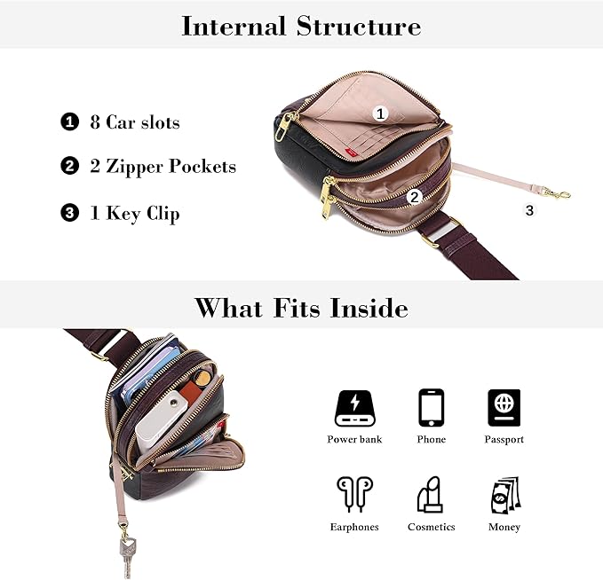 INICAT RFID Blocking Sling Bag,Anti Theft Crossbody Bags for Women,Travel Gifts Cross Body Purses Vegan Leather
