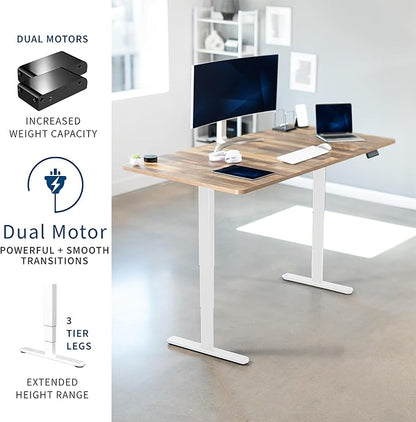 VIVO Electric 71 x 36 in Dual Motor Sit Stand Desk, Memory Height Adjustment, 2B Series, Reclaimed Wood Top White Frame, DESK-KIT-2W7P-36