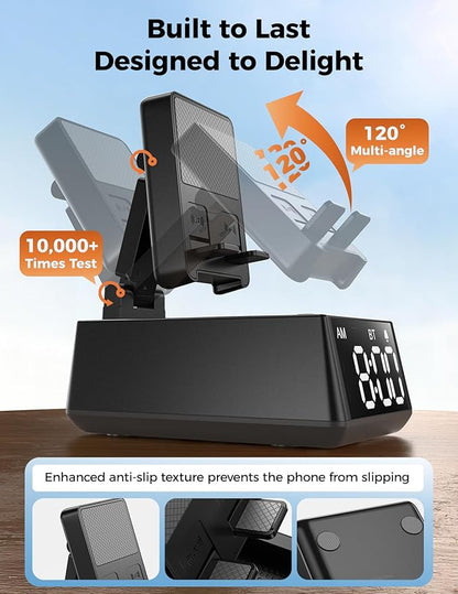 Bluetooth Speaker White Elephant Gifts:Induction Cell Phone Stand HD Sound Gift for Men Women Adults Birthday Christmas Secret Santa,Kitchen Gadget Mom Wife Dad Husband Teen Stocking Stuffers(Black)