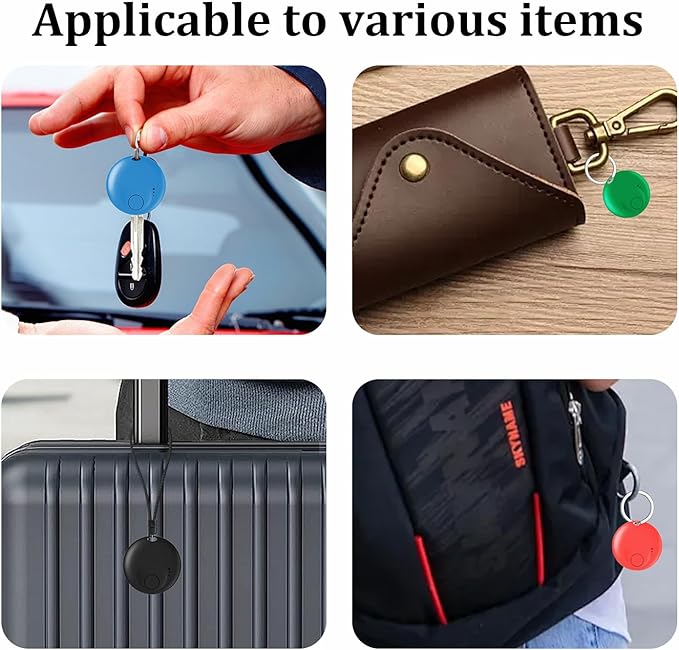 Bluetooth Tracker Tags,Smart Finder Tag Work with Find My App (Only iOS),Key Trakcer for Wallets,Luggage, Backpack,Bicycle,etc,Replaceable Battery,4Pack(4colors)