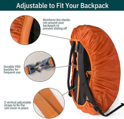 Unigear Backpack Rain Cover Waterproof Rating 5000mm Ultraportable and Durable with 2 Anti-Slip Buckle Strap, Integrated Carry Pouch Design (Orange, Large)