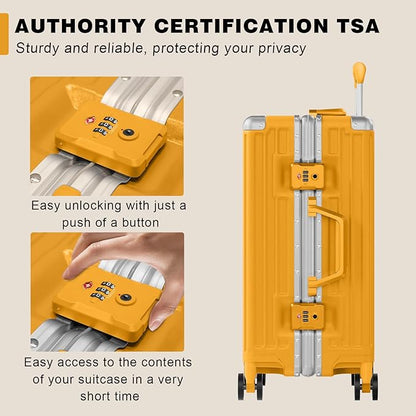 AnyZip Carry On Luggage PC+ABS Aluminum Frame Zipperless Luggage Hard Shell Suitcase with TSA Lock Double Spinner Wheels 20 Inch Orange
