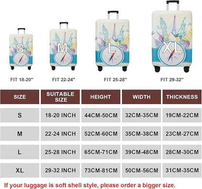 WUJIAONIAO Travel Luggage Cover Baggage Suitcase Cover Protector Skins 18-32 Inch (compass, M (for 22-24 inch luggage))