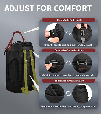 Rolling Duffle Bag with Wheels - 86L Extra Large Travel Duffel, Foldable & Waterproof Checked Luggage for Men, Camping, Sports, Long Trips