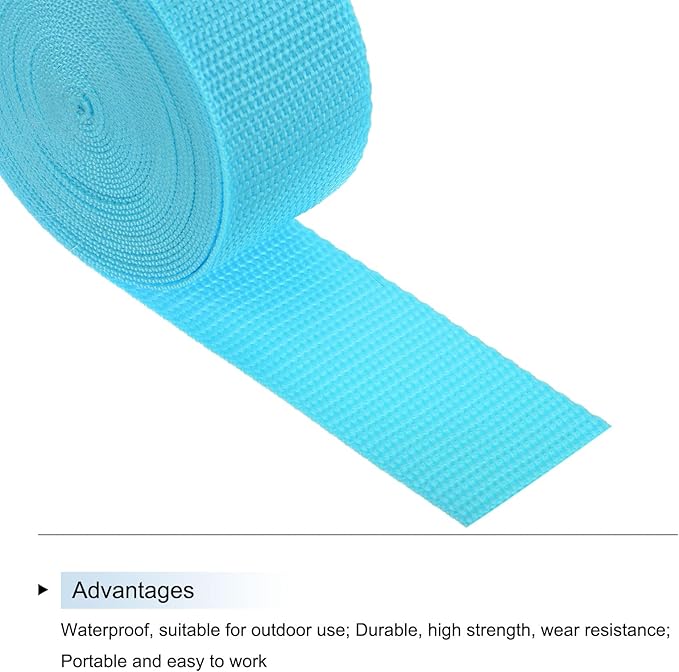 MECCANIXITY Lightweight Polypropylene Webbing Strap 1 1/2" 5 Yard Backpack Strapping Band Light Blue for Outdoor Luggage Cargo Straps