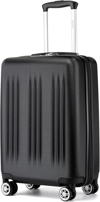 Kono Small 20 Inch Expandable Carry On Luggage with Quiet Spinner Wheels & TSA Lock, Scratch and Drop Resistant PC+ABS Hardside 22x14x9 Airline Approved Suitcase, Black