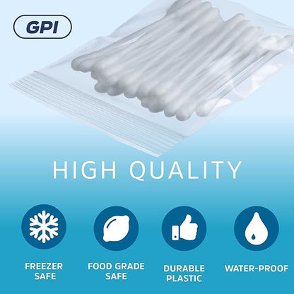 CLEAR PLASTIC REUSABLE ZIP BAGS - Bulk GPI Pack of 200, 2" x 3" 4mil Thick Heavy Duty, Strong & Durable Poly Baggies with Resealable Zip Top Lock For Travel, Storage, Packaging & Shipping.
