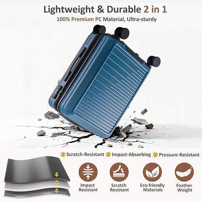 OUZZO Luggage Sets 3 Piece Expandable Suitcase Sets with Double Spinner Wheels Hardshell Lightweight PC Checked Luggage set TSA Lock for Family Trips, Business,Vacation