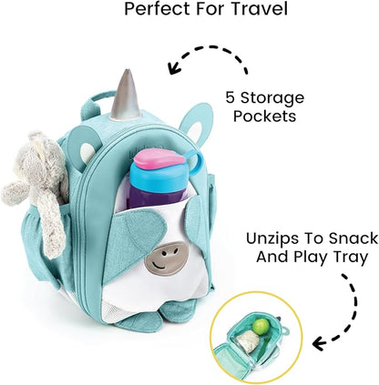 Lulyboo Ultra-Soft Unicorn Toddler Backpack with Detachable Leash & Wrist Tether, Kids Walking Harness with 5 Pockets, Adjustable Child Leash for Ages 1-7, Safety & Fun Travel Gear