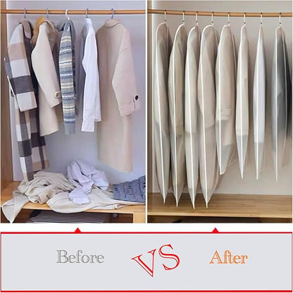 Hanging Garment Bags Hanging Clothes Bags (Set of 12) for Clothes Storage Bag with Zipper for Suit, Sweaters Travel Laundry Wardrobe Closet Garment Dust Cover Bags (White, 24'' x 48'')